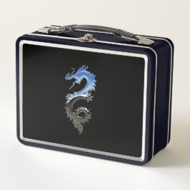 Ice Blue & Black Dragon Snake Metall Brotdose