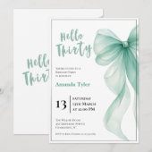 Ice Blue Bow 30th Birthday Invitation Einladung (Vorne/Hinten)