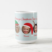 Ice Blue Christmas Crew Santa Elf hat fünf Fotos Kaffeetasse (Mittel)