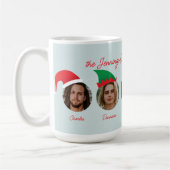 Ice Blue Christmas Crew Santa Elf hat fünf Fotos Kaffeetasse (Links)