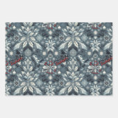 Ice Blue Christmas Snowflake und Holly Geschenkpapier Set (Vorderseite 3)