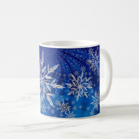 Ice Blue Christmas Star Snowflake Kaffeetasse (VorderseiteRechts)
