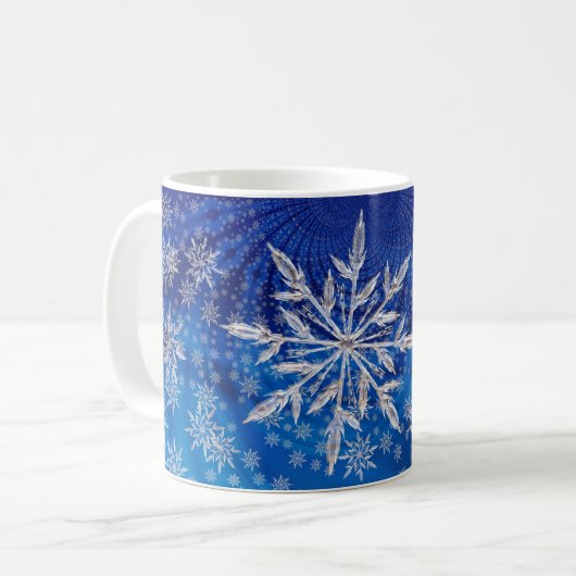 Ice Blue Christmas Star Snowflake Kaffeetasse (Vorderseite Links)