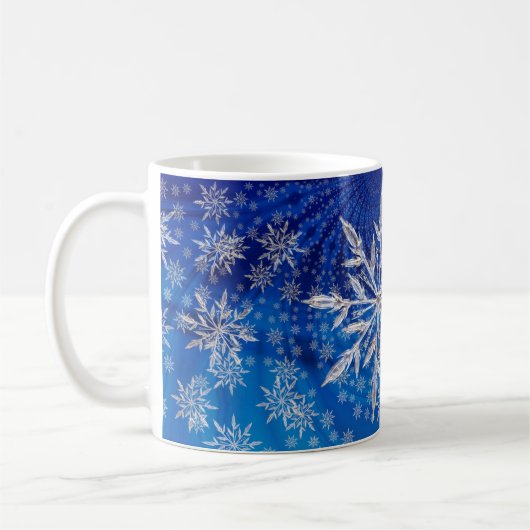 Ice Blue Christmas Star Snowflake Kaffeetasse (Links)