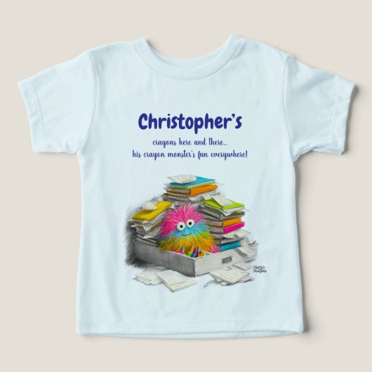 Ice Blue Crayon Monster Kids Spaß (Design Vorderseite)