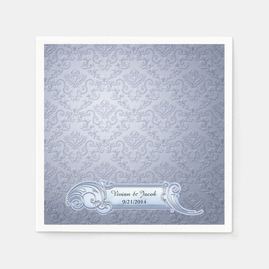 Ice Blue Damask Custom Wedkins Serviette (Vorderseite)