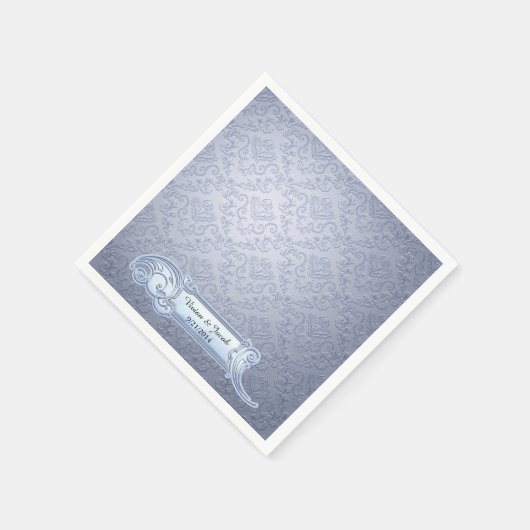 Ice Blue Damask Custom Wedkins Serviette (Ecke)