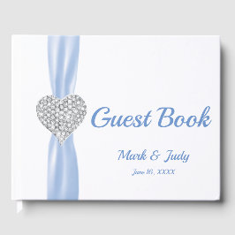 Ice Blue Diamond Heart Wedding Gästebuch