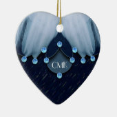 Ice Blue Diamonds and Feathers Keramikornament (Rechts)