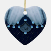 Ice Blue Diamonds and Feathers Keramikornament (Hinten)