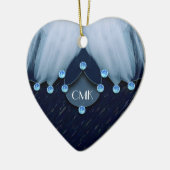 Ice Blue Diamonds and Feathers Keramikornament (Links)