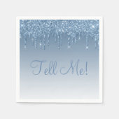 Ice Blue Elegante Script Glam Moderner Glitzer Gir Serviette (Vorderseite)