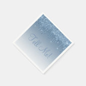 Ice Blue Elegante Script Glam Moderner Glitzer Gir Serviette (Ecke)