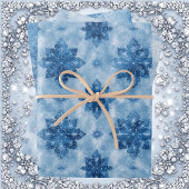 Ice Blue Fairytale Winter Snowflakes Decoupage  Geschenkpapier Set