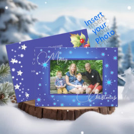 Ice Blue Family Foto Weihnachtsgrüße Feiertagskarte