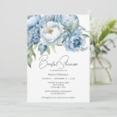 Ice Blue Floral Brautparty Einladung (Stehend Vorderseite)