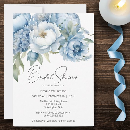 Ice Blue Floral Brautparty Einladung