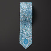 Ice Blue Floral Monogram Krawatte