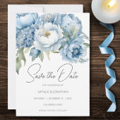 Ice Blue Floral Save The Date