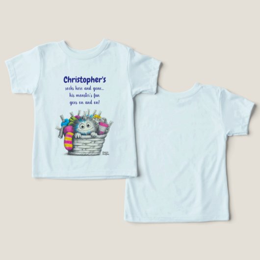 Ice Blue Funny Sock Monster (Design Vorderseite & Rückseite)