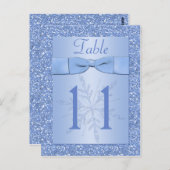Ice Blue Glittery Snowflakes Tischnummer Card (Vorne/Hinten)
