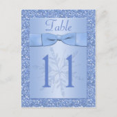 Ice Blue Glittery Snowflakes Tischnummer Card (Vorderseite)