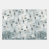 Ice Blue Gran Winter Holly Berries Goldener Schnee Geschenkpapier Set (Vorderseite 3)