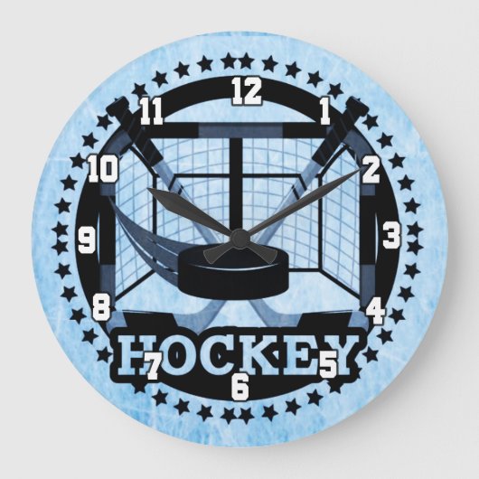 Ice Blue Hockey Große Wanduhr (Vorderseite)