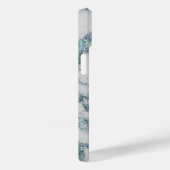 Ice Blue Imitats Marble Glitzer Monogram Case-Mate iPhone Hülle (Rückseite / Rechts)
