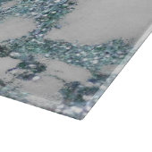 Ice Blue Imitats Marble Glitzer Monogram Schneidebrett (Ecke)
