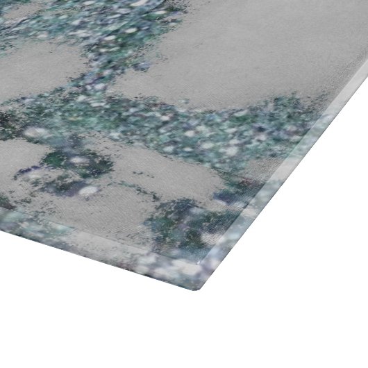 Ice Blue Imitats Marble Glitzer Monogram Schneidebrett (Ecke)