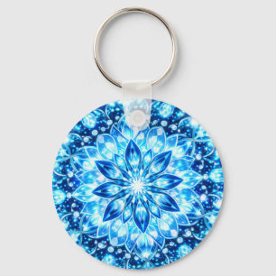 Ice Blue Kaleidoscope Mandala – Frost Glow Keychai Schlüsselanhänger