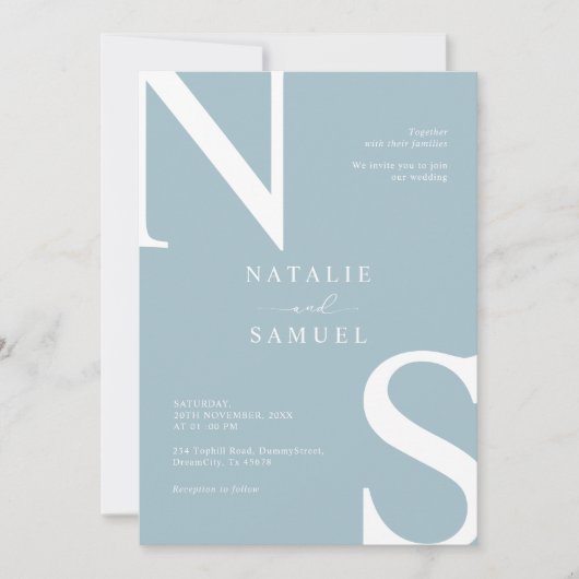 Ice Blue Minimalistisch & elegant kühne erste Hoch Einladung (Vorderseite)