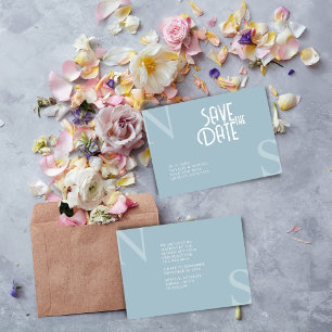 Ice Blue Minimalistisch & elegant kühne Initialen Save The Date