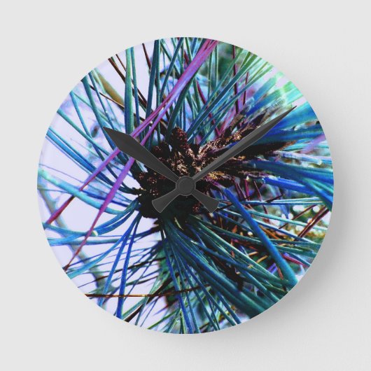 Ice Blue Monkey Puzzle Tree Runde Wanduhr (Vorderseite)