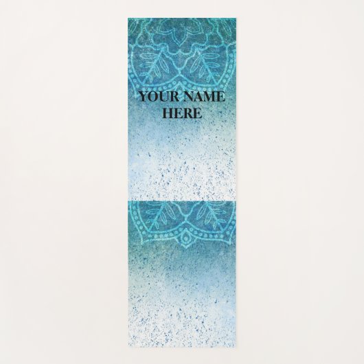 Ice Blue Natural Mandala Floral Yogamatte (Vorderseite)
