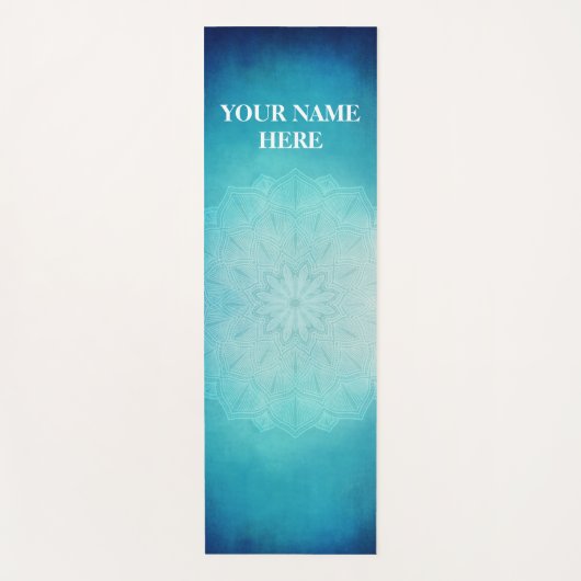 Ice Blue Natural Mandala Floral Yogamatte (Vorderseite)