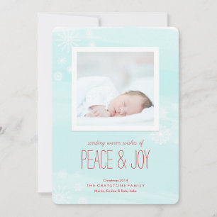 Ice Blue Peace & Joy Foto Feiertagskarte