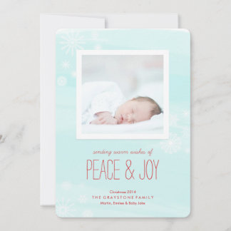 Ice Blue Peace & Joy Foto Feiertagskarte