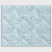 Ice Blue Silver Marble Glitz Geschenkpapier (Flach)