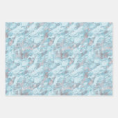 Ice Blue Silver Marble Glitz Geschenkpapier Set (Vorderseite 3)