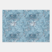 Ice Blue Silver Marble Glitz Geschenkpapier Set (Vorderseite 2)