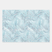 Ice Blue Silver Marble Glitz Geschenkpapier Set (Vorderseite)