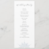 Ice Blue Snowflake Elegante Winterhochzeit Programm (Rückseite)