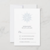 Ice Blue Snowflake Elegante Winterhochzeit RSVP Karte (Vorderseite)