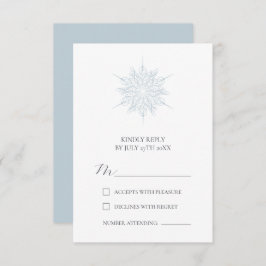 Ice Blue Snowflake Elegante Winterhochzeit RSVP Karte