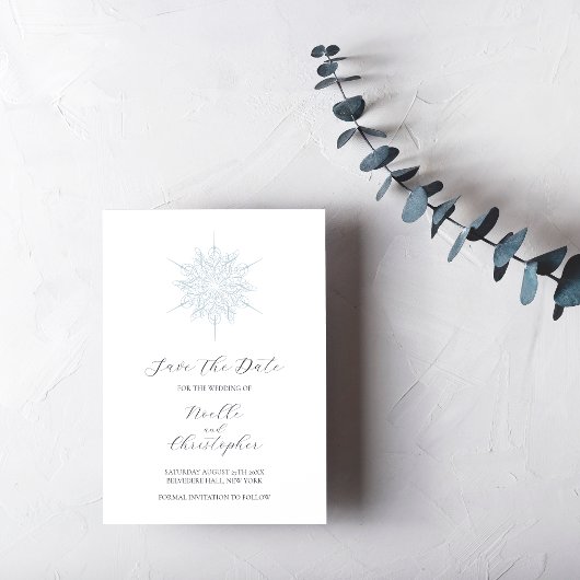 Ice Blue Snowflake Elegante Winterhochzeit Save The Date