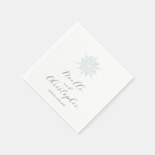 Ice Blue Snowflake Elegante Winterhochzeit Serviette (Ecke)
