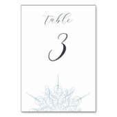 Ice Blue Snowflake Elegante Winterhochzeit Tischnummer (Rückseite)
