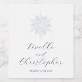 Ice Blue Snowflake Elegante Winterhochzeit Weinetikett (Einzelnes Label)